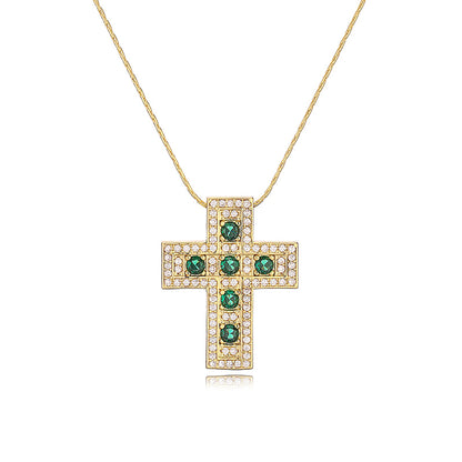 Simple Style Classic Style Cross Copper Plating Inlay Zircon 18k Gold Plated Pendant Necklace