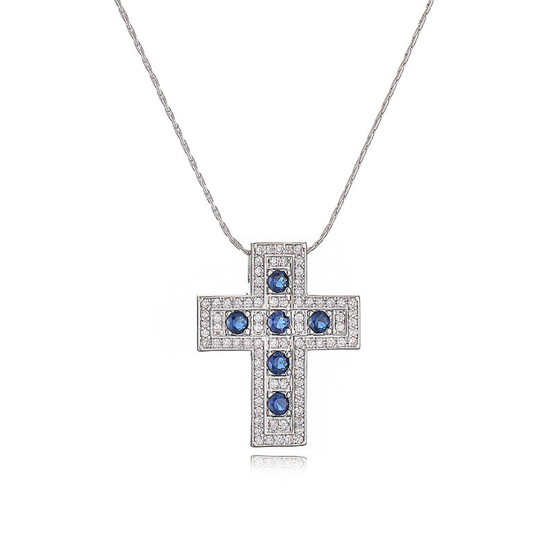 Simple Style Classic Style Cross Copper Plating Inlay Zircon 18k Gold Plated Pendant Necklace