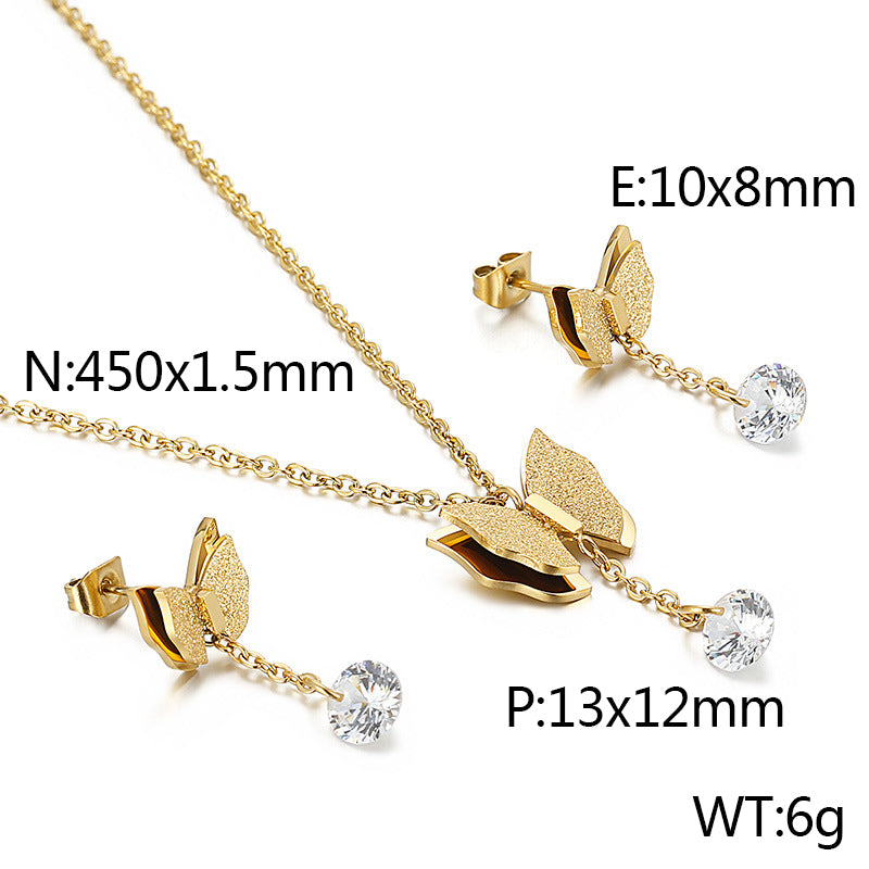 Basic Butterfly Titanium Steel Jewelry Set