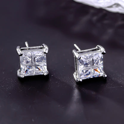 1 Pair Hip-hop Retro Classic Style Square Plating Inlay Copper Zircon White Gold Plated Gold Plated Ear Studs