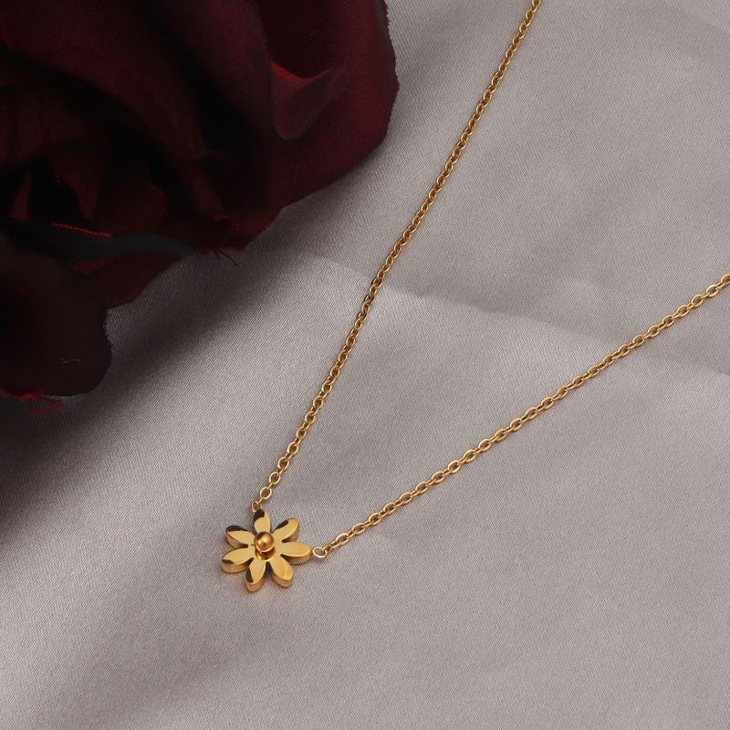 Classic Style Solid Color Stainless Steel Plating 18k Gold Plated Pendant Necklace