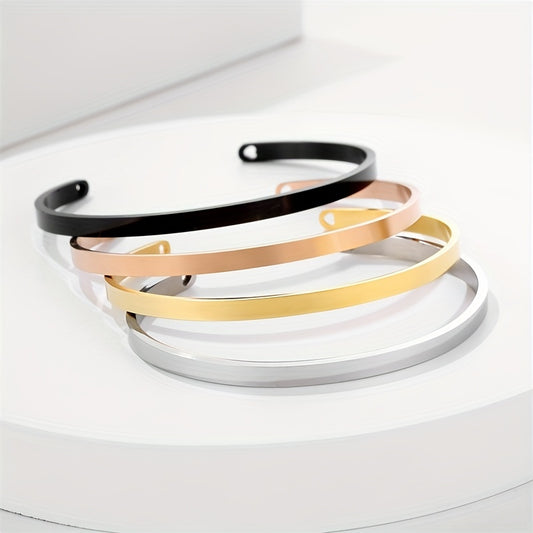 Elegant Retro Solid Color Stainless Steel Plating Hollow Out 18k Gold Plated Bangle