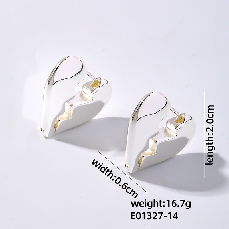 1 Pair Simple Style Geometric Heart Shape Plating Copper Ear Studs