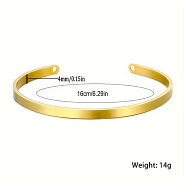 Elegant Retro Solid Color Stainless Steel Plating Hollow Out 18k Gold Plated Bangle