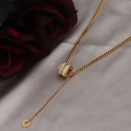 Wholesale Simple Style Solid Color Stainless Steel Plating 18k Gold Plated Pendant Necklace