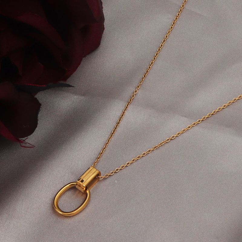 Simple Style Solid Color Stainless Steel Plating 18k Gold Plated Pendant Necklace