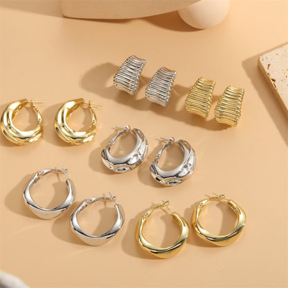 1 Pair Simple Style Solid Color Polishing Plating Copper 14k Gold Plated White Gold Plated Ear Studs
