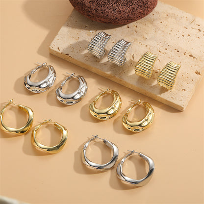1 Pair Simple Style Solid Color Polishing Plating Copper 14k Gold Plated White Gold Plated Ear Studs