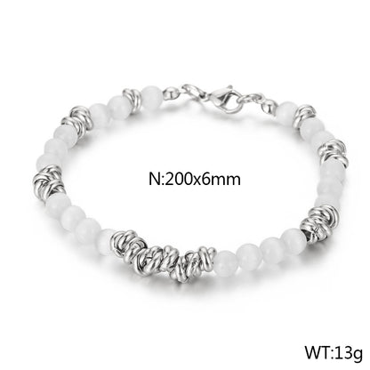 Basic Round Titanium Steel Beaded Bracelets Necklace