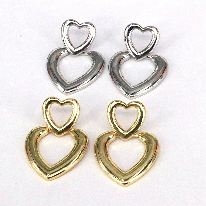 1 Pair Vintage Style Simple Style Heart Shape Copper Gold Plated Silver Plated Ear Studs