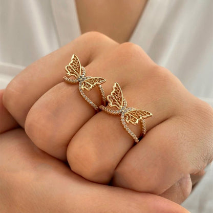 Vintage Style Butterfly Stainless Steel Open Rings