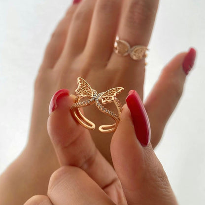 Vintage Style Butterfly Stainless Steel Open Rings