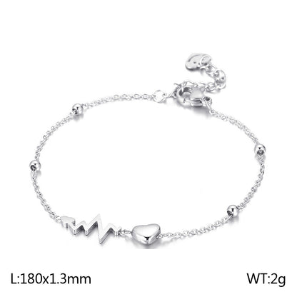 Elegant Basic Heart Shape Titanium Steel Plating Bracelets