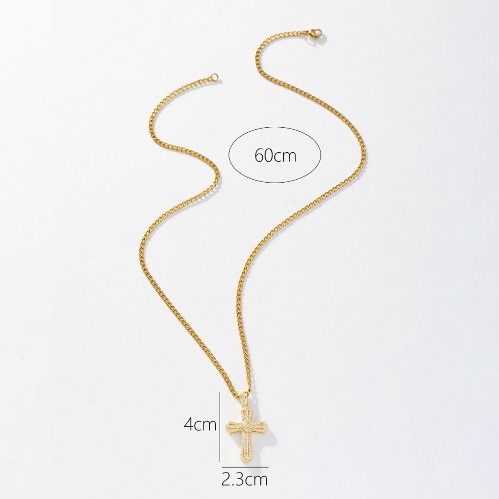 Modern Style Streetwear Cross Copper Plating Inlay Zircon Pendant Necklace