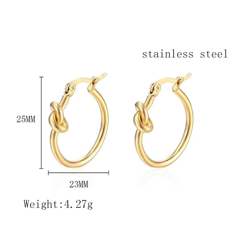 1 Pair Ig Style Simple Style Solid Color Knot Plating Stainless Steel 18k Gold Plated Hoop Earrings