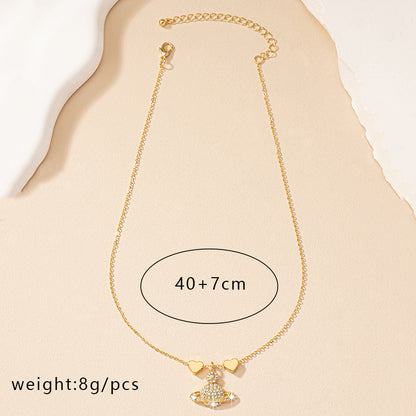 Commute Korean Style Heart Shape Rhinestones Alloy Wholesale Pendant Necklace