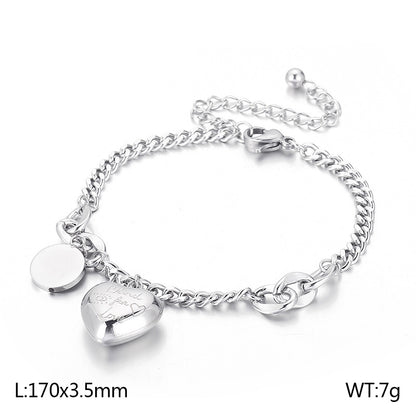 Basic Heart Shape Titanium Steel Plating Bracelets