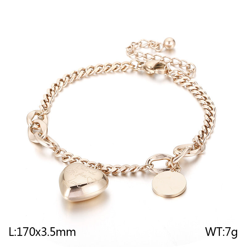 Basic Heart Shape Titanium Steel Plating Bracelets