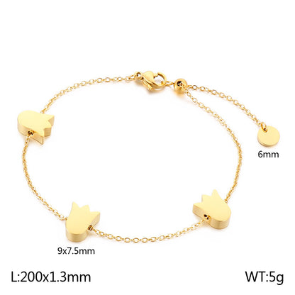 Casual Basic Flower Titanium Steel Bracelets