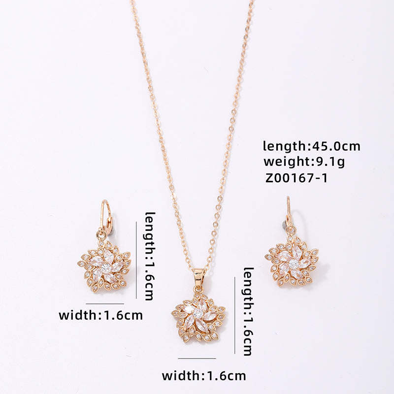 Ig Style Simple Style Hexagram Snowflake Copper Plating Hollow Out Inlay Zircon Gold Plated Earrings Necklace