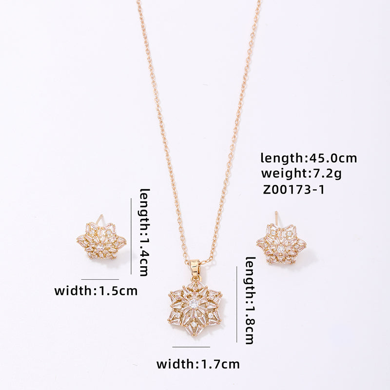 Ig Style Simple Style Hexagram Snowflake Copper Plating Hollow Out Inlay Zircon Gold Plated Earrings Necklace