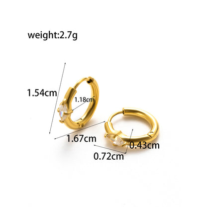 1 Pair French Style Simple Style Korean Style Pentagram Geometric Heart Shape Plating Inlay Stainless Steel Zircon 18k Gold Plated Earrings