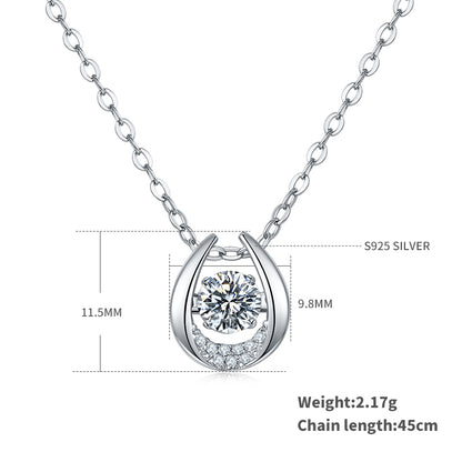 Elegant Lady Geometric Sterling Silver Gra Inlay Moissanite Rhodium Plated Pendant Necklace