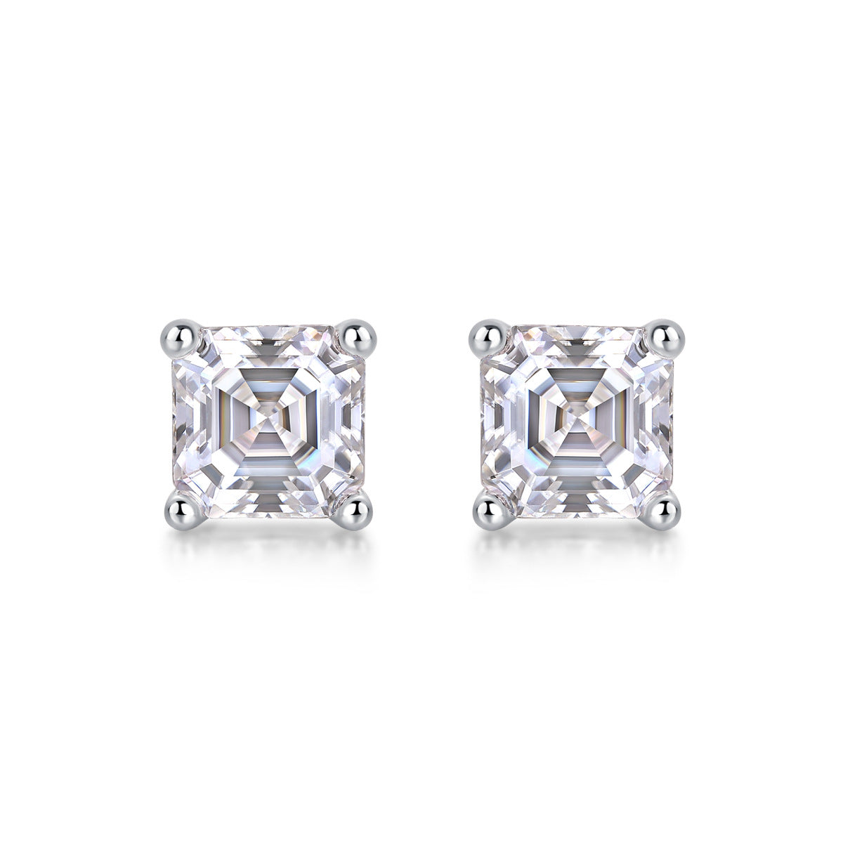 Simple Style Classic Style Solid Color Sterling Silver Inlay Moissanite Ear Studs