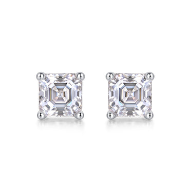 Simple Style Classic Style Solid Color Sterling Silver Inlay Moissanite Ear Studs