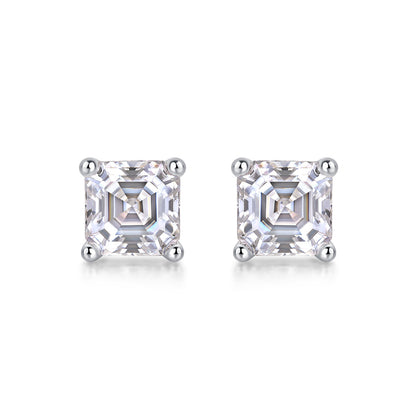 Simple Style Classic Style Solid Color Sterling Silver Inlay Moissanite Ear Studs