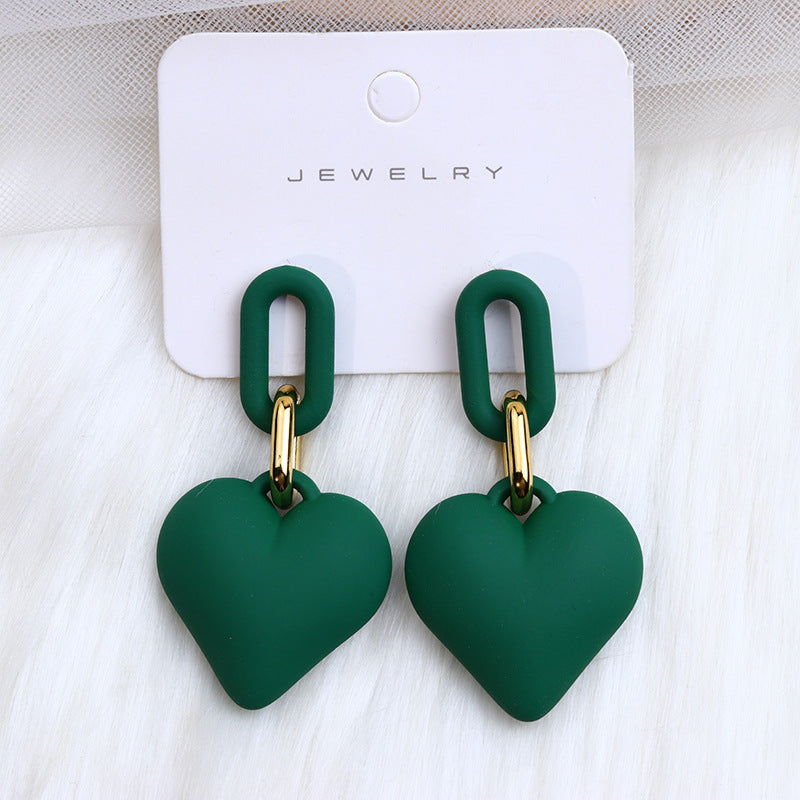 1 Pair Simple Style Heart Shape Spray Paint Arylic Drop Earrings