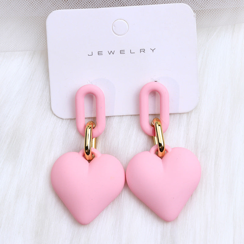 1 Pair Simple Style Heart Shape Spray Paint Arylic Drop Earrings