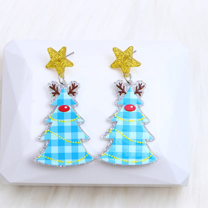 1 Pair Cute Christmas Tree Arylic Drop Earrings