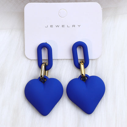 1 Pair Simple Style Heart Shape Spray Paint Arylic Drop Earrings