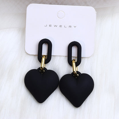 1 Pair Simple Style Heart Shape Spray Paint Arylic Drop Earrings