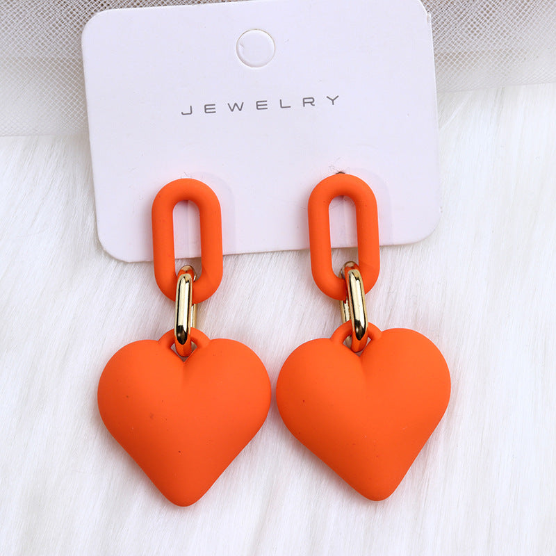 1 Pair Simple Style Heart Shape Spray Paint Arylic Drop Earrings