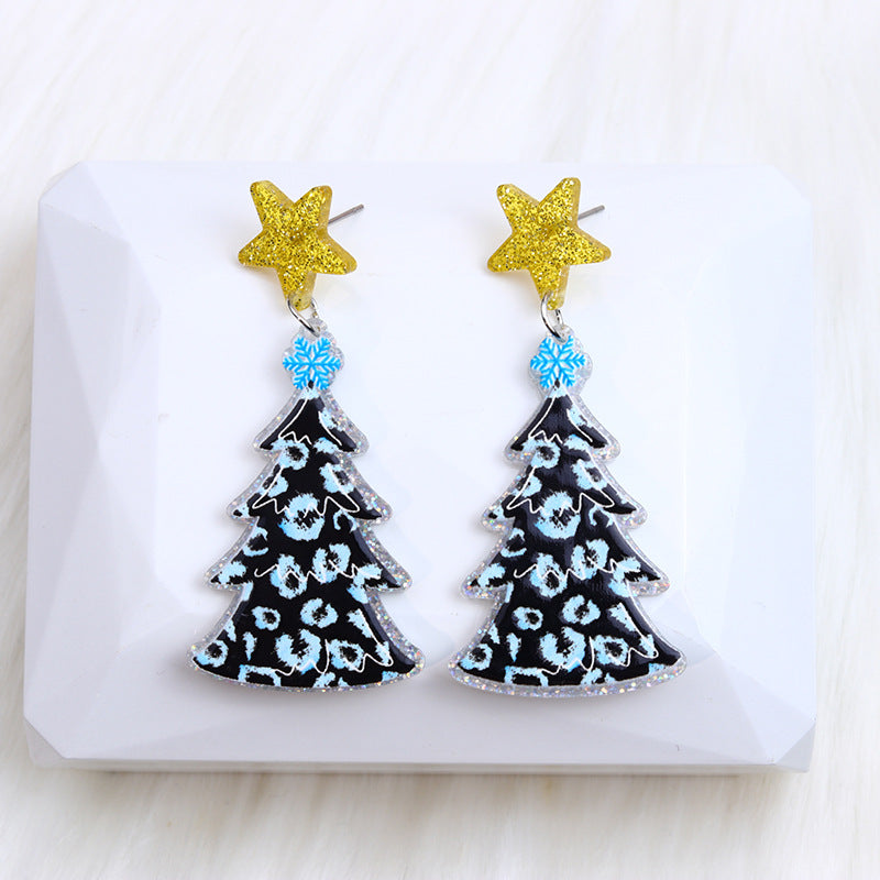 1 Pair Cute Christmas Tree Arylic Drop Earrings