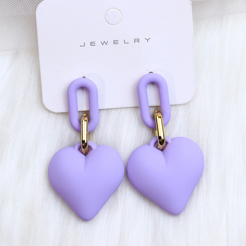 1 Pair Simple Style Heart Shape Spray Paint Arylic Drop Earrings