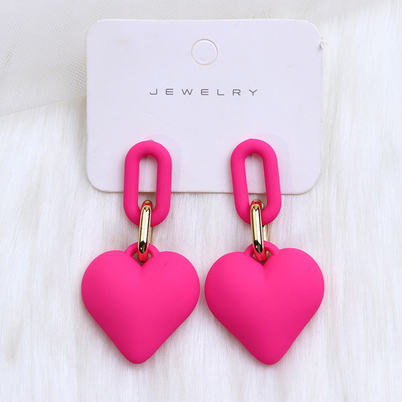 1 Pair Simple Style Heart Shape Spray Paint Arylic Drop Earrings