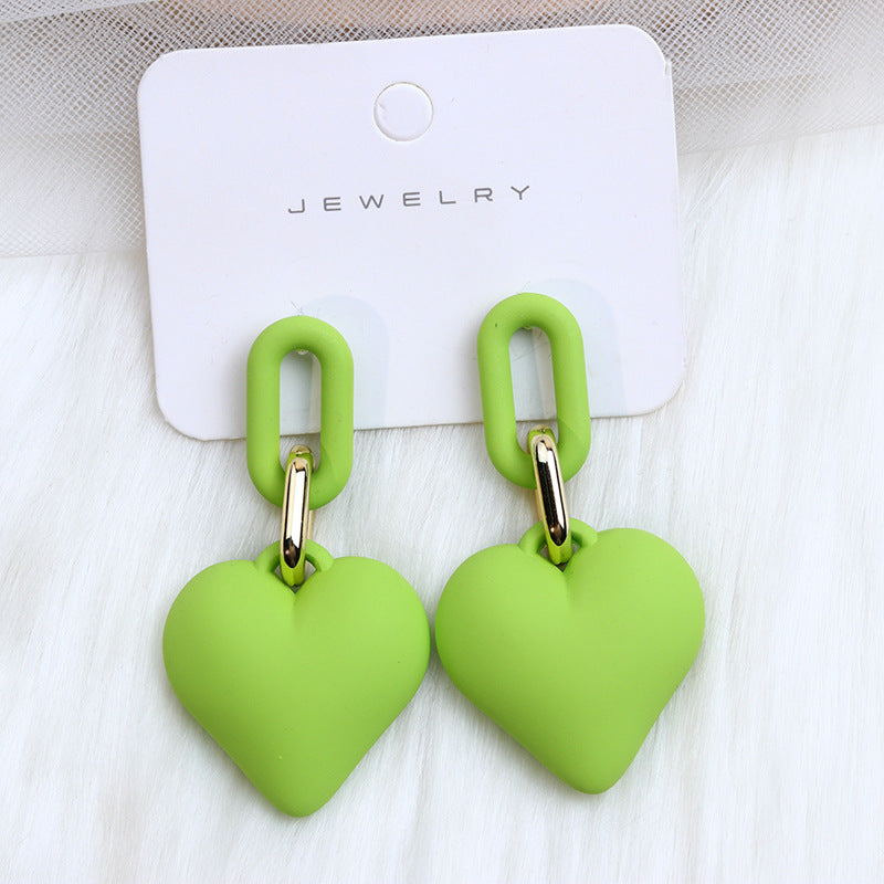 1 Pair Simple Style Heart Shape Spray Paint Arylic Drop Earrings