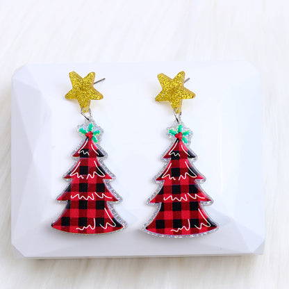 1 Pair Cute Christmas Tree Arylic Drop Earrings