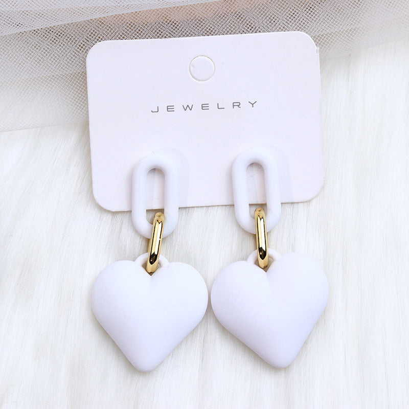 1 Pair Simple Style Heart Shape Spray Paint Arylic Drop Earrings