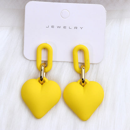 1 Pair Simple Style Heart Shape Spray Paint Arylic Drop Earrings