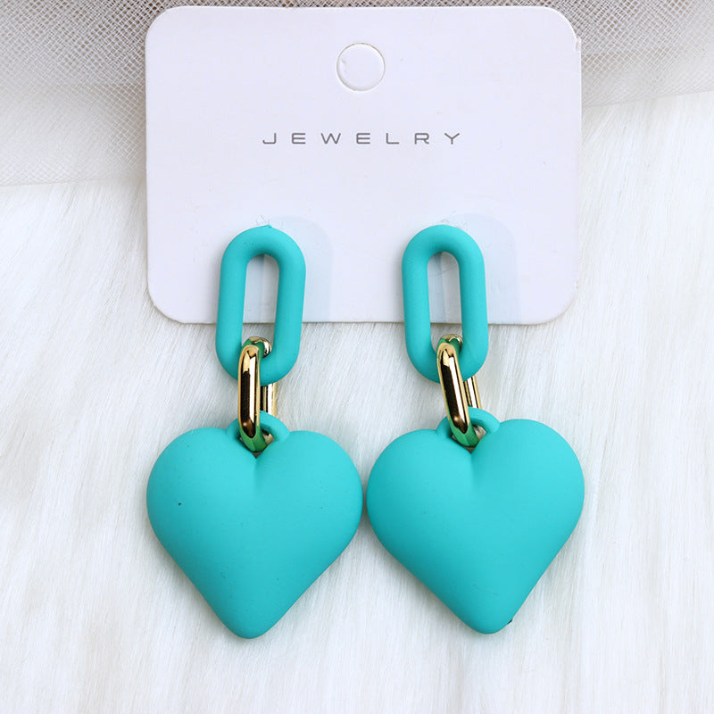 1 Pair Simple Style Heart Shape Spray Paint Arylic Drop Earrings