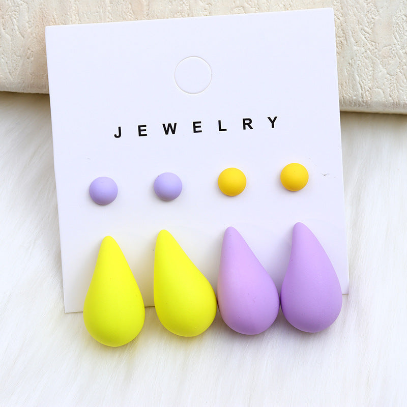 1 Set Cute Water Droplets Spray Paint Arylic Ear Studs