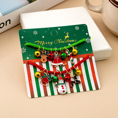 Cartoon Style Christmas Tree Santa Claus Bell Plastic Beaded Enamel Christmas Women's Bracelets