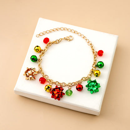 Cartoon Style Christmas Tree Santa Claus Bell Plastic Beaded Enamel Christmas Women's Bracelets