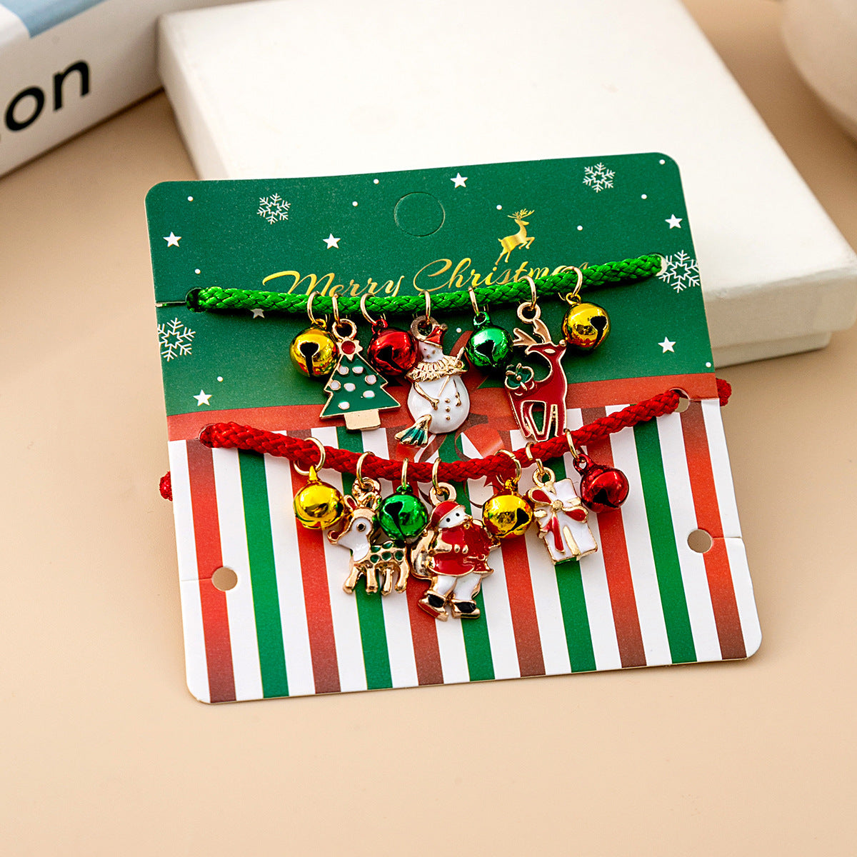 Cartoon Style Christmas Tree Santa Claus Bell Plastic Beaded Enamel Christmas Women's Bracelets