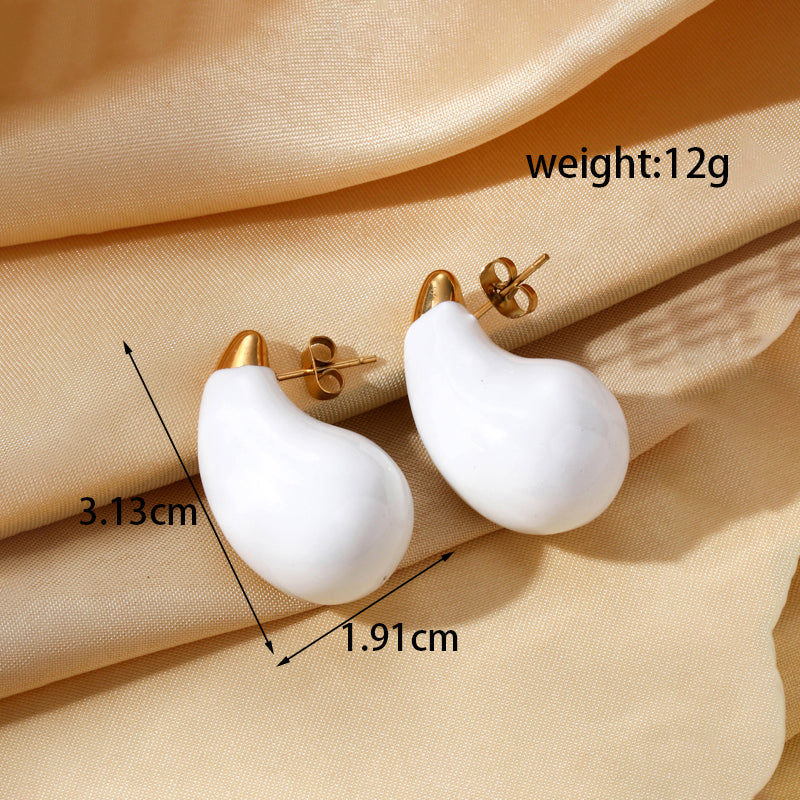 1 Pair Simple Style Classic Style Water Droplets Heart Shape Plating Stainless Steel 18k Gold Plated Ear Studs