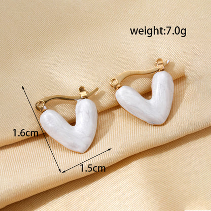 1 Pair Simple Style Classic Style Water Droplets Heart Shape Plating Stainless Steel 18k Gold Plated Ear Studs